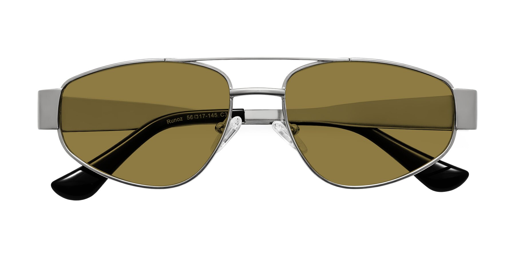 Folded Front of Runoz in Silver with Brown Polarized Lenses