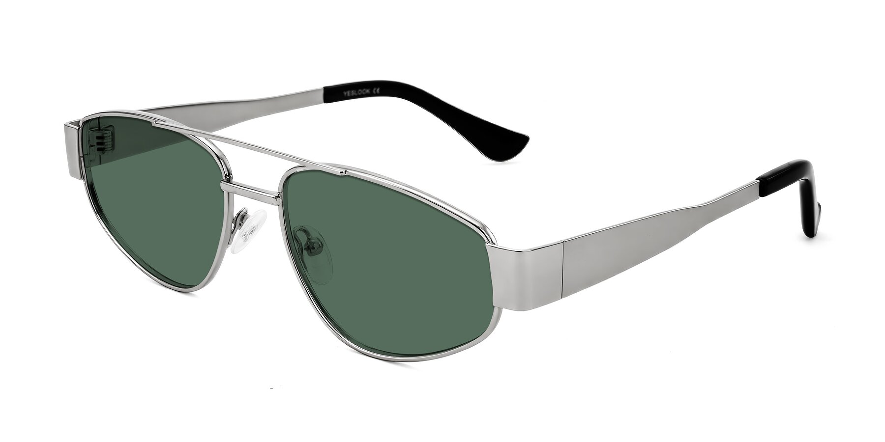 Angle of Runoz in Silver with Green Polarized Lenses