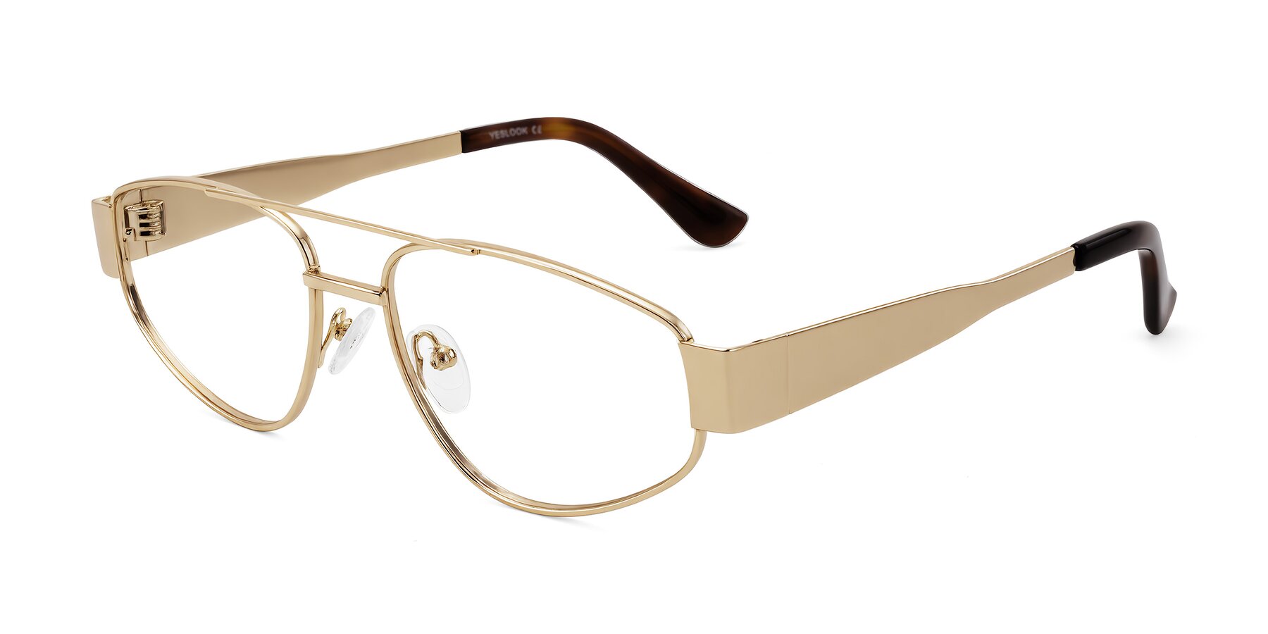 Angle of Runoz in Gold with Clear Eyeglass Lenses