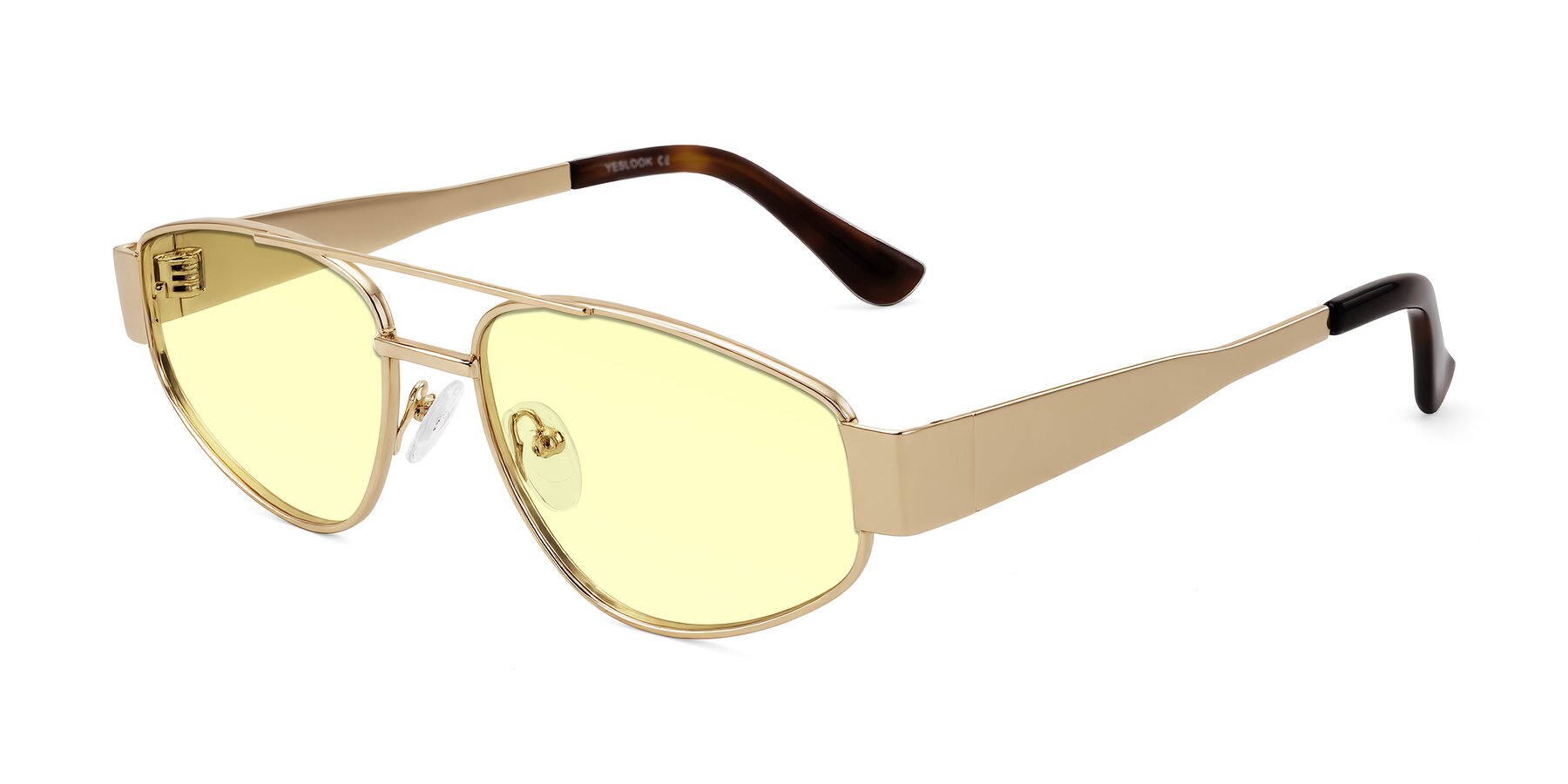 Angle of Runoz in Gold with Light Yellow Tinted Lenses