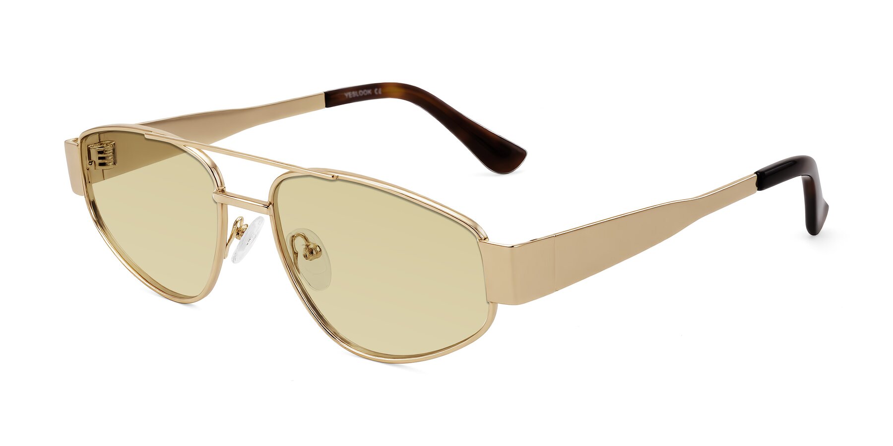 Angle of Runoz in Gold with Light Champagne Tinted Lenses