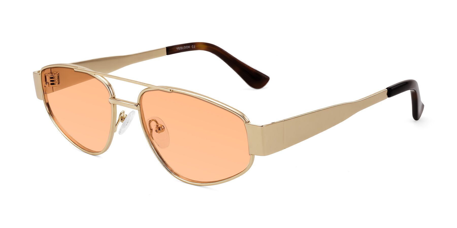 Angle of Runoz in Gold with Light Orange Tinted Lenses