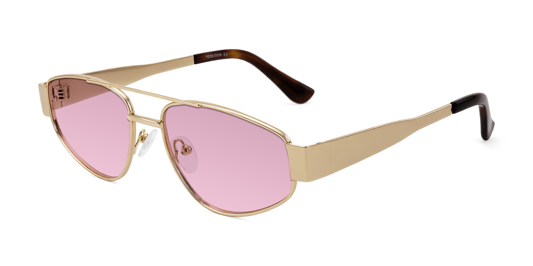 Angle of Runoz in Gold with Light Wine Tinted Lenses