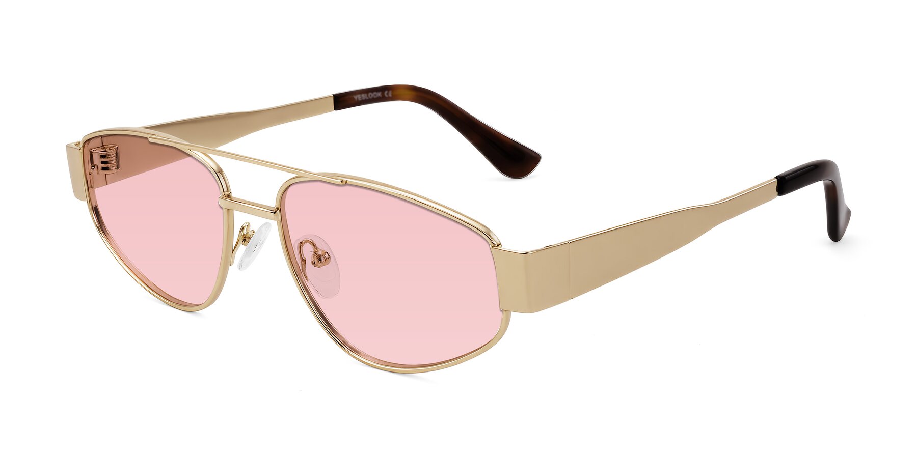 Angle of Runoz in Gold with Light Garnet Tinted Lenses