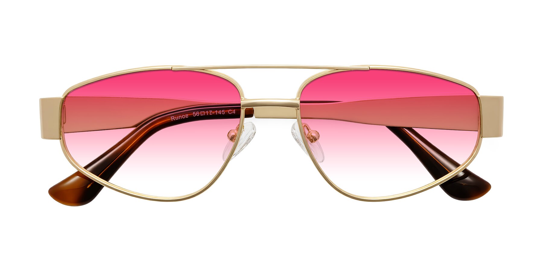 Folded Front of Runoz in Gold with Pink Gradient Lenses