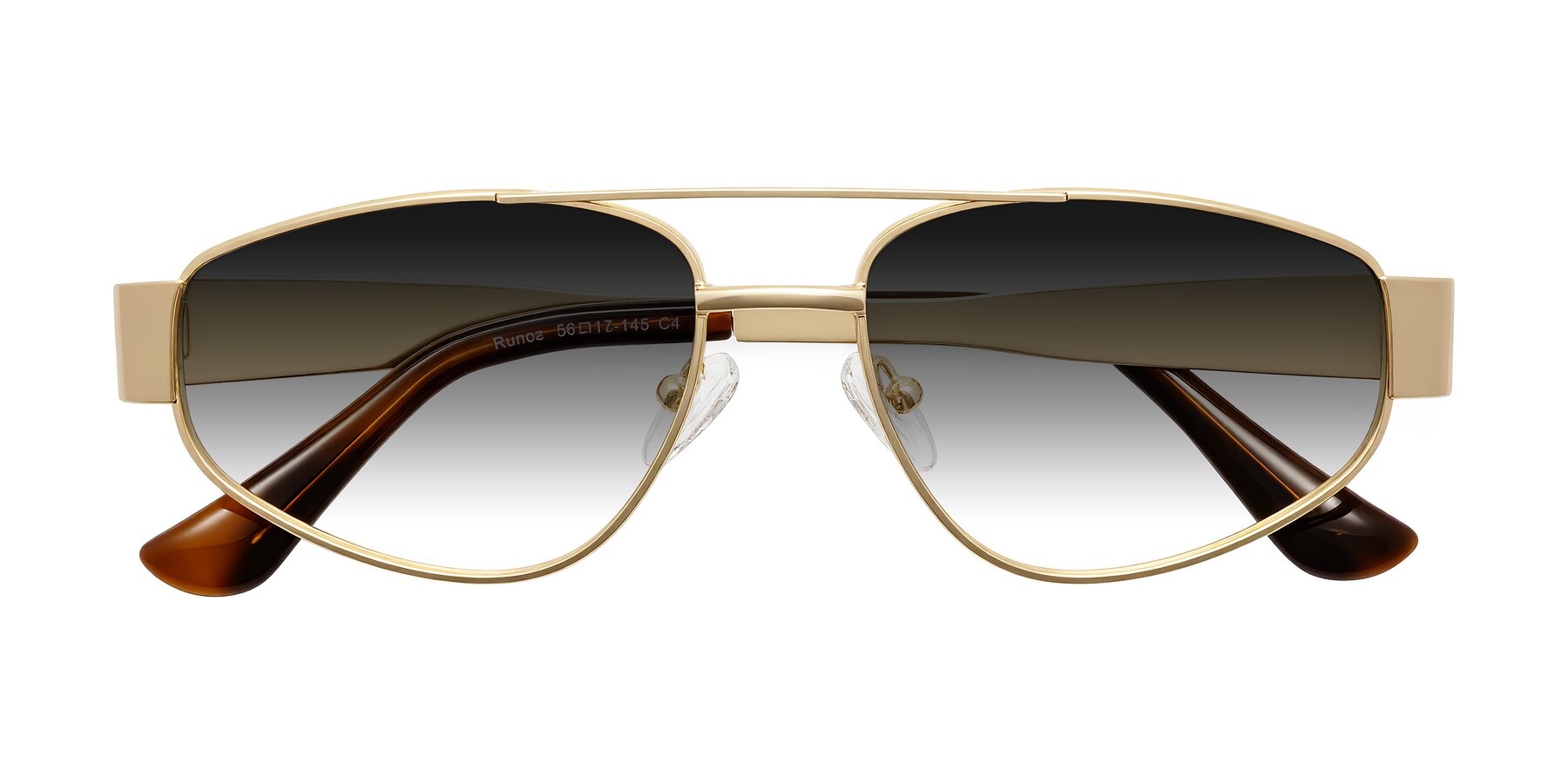 Folded Front of Runoz in Gold with Gray Gradient Lenses