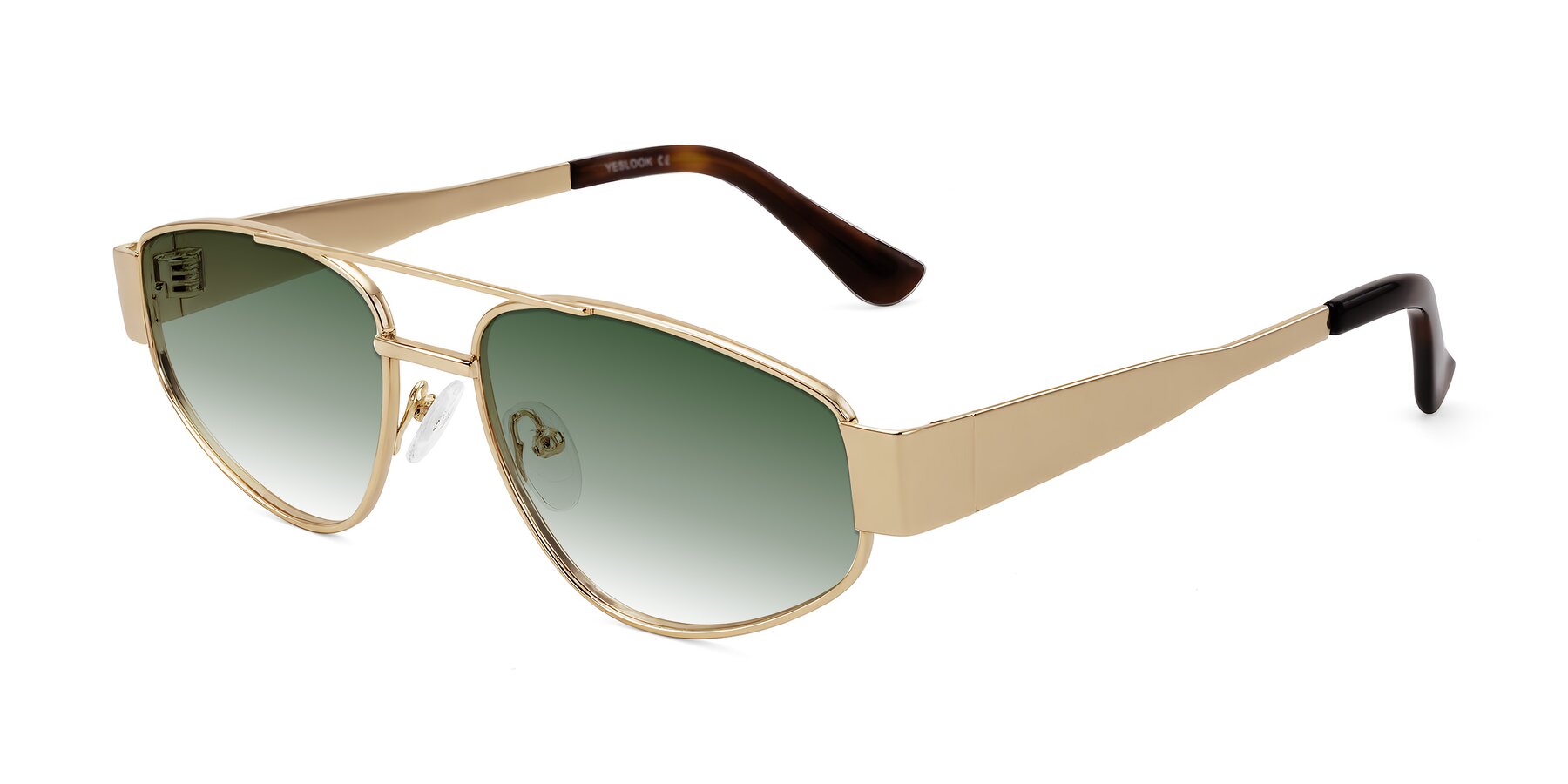 Angle of Runoz in Gold with Green Gradient Lenses
