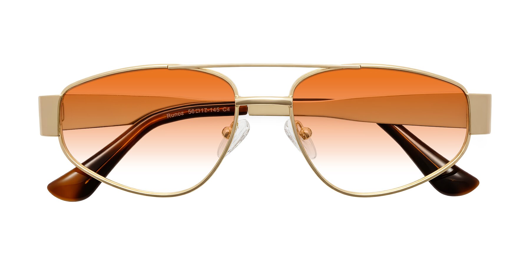 Folded Front of Runoz in Gold with Orange Gradient Lenses