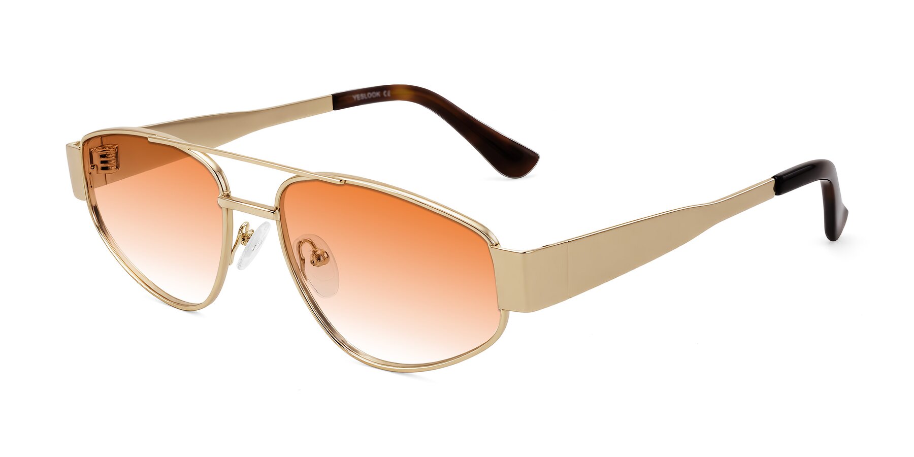 Angle of Runoz in Gold with Orange Gradient Lenses
