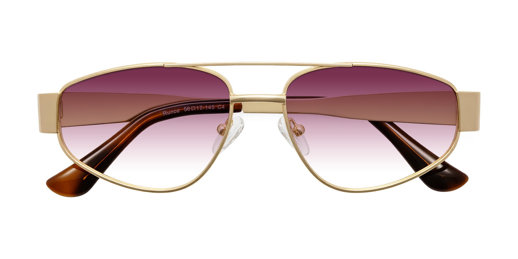 Folded Front of Runoz in Gold with Wine Gradient Lenses