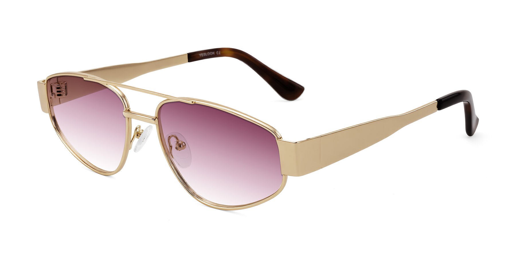Angle of Runoz in Gold with Wine Gradient Lenses