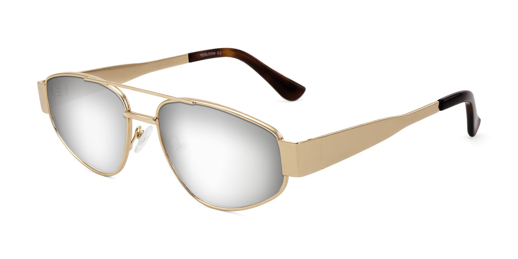 Angle of Runoz in Gold with Silver Mirrored Lenses