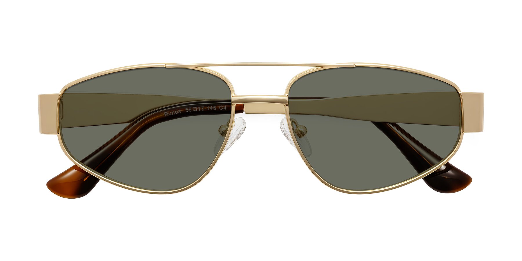 Folded Front of Runoz in Gold with Gray Polarized Lenses