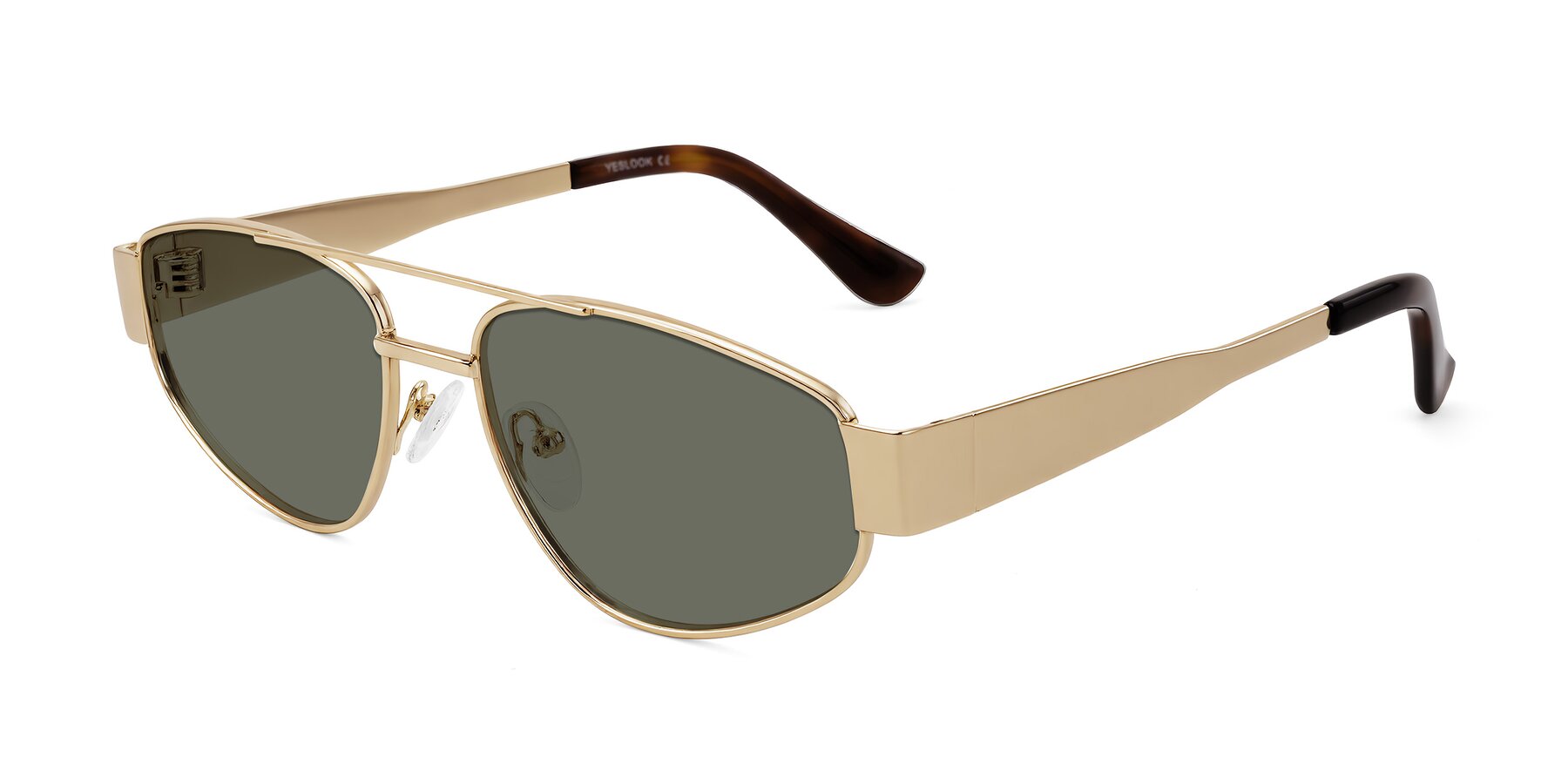 Angle of Runoz in Gold with Gray Polarized Lenses