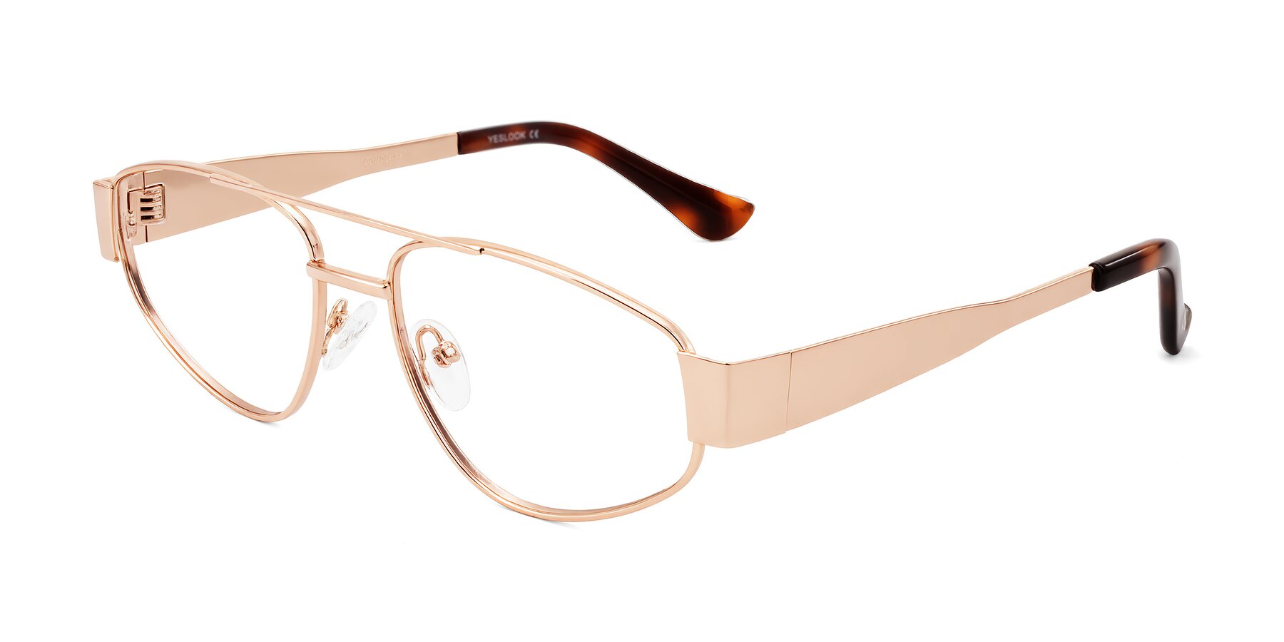 Angle of Runoz in Rose Gold with Clear Eyeglass Lenses