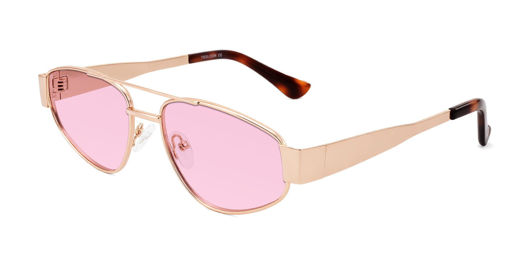 Angle of Runoz in Rose Gold with Light Pink Tinted Lenses