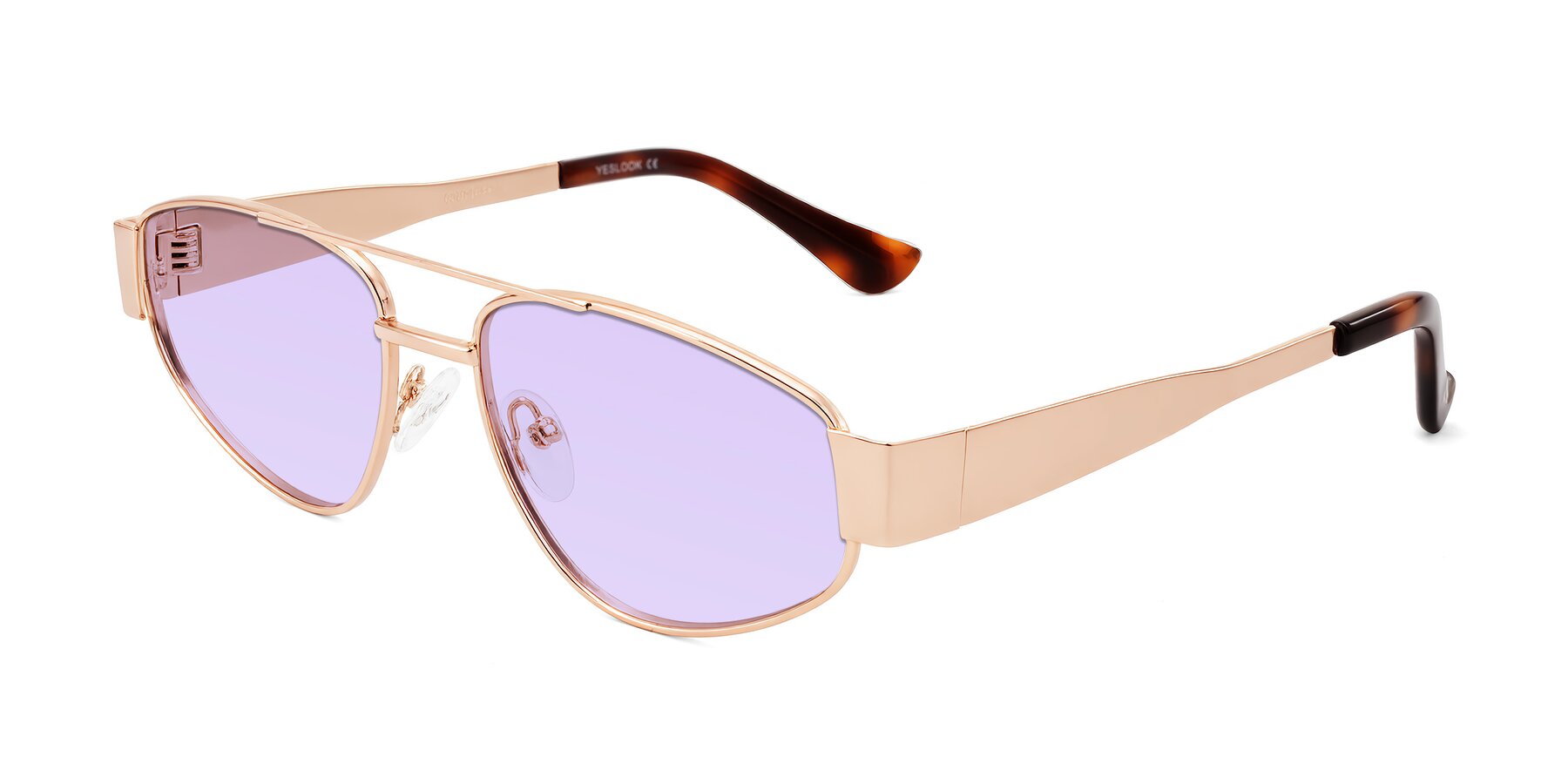 Angle of Runoz in Rose Gold with Light Purple Tinted Lenses