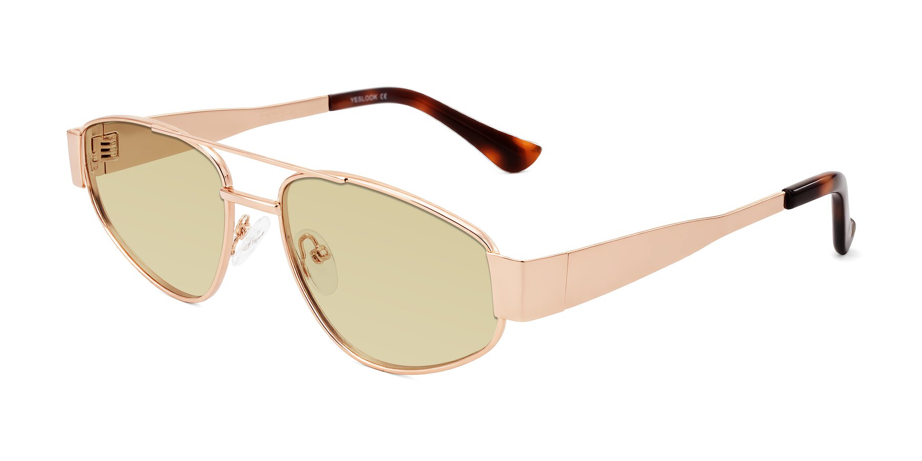 Angle of Runoz in Rose Gold with Light Champagne Tinted Lenses