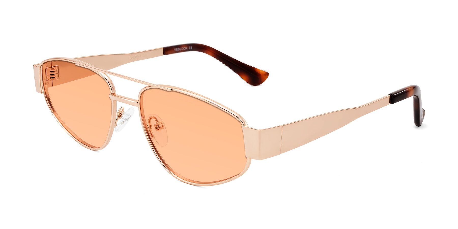 Angle of Runoz in Rose Gold with Light Orange Tinted Lenses