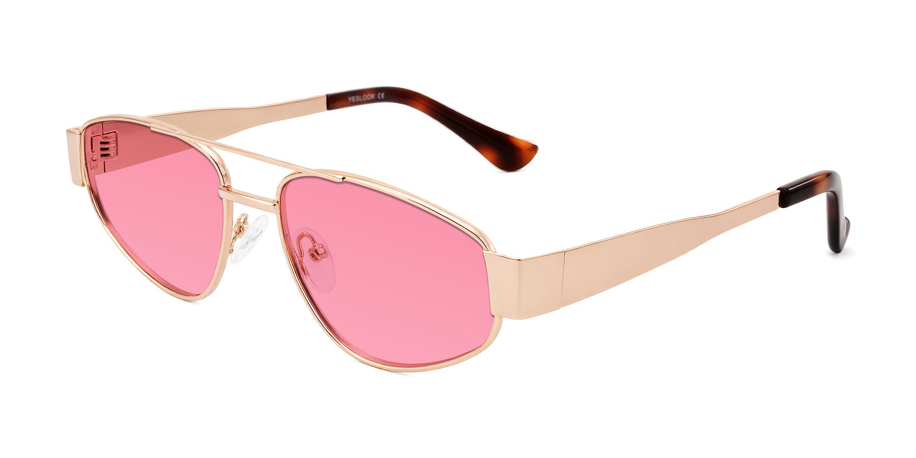 Angle of Runoz in Rose Gold with Pink Tinted Lenses