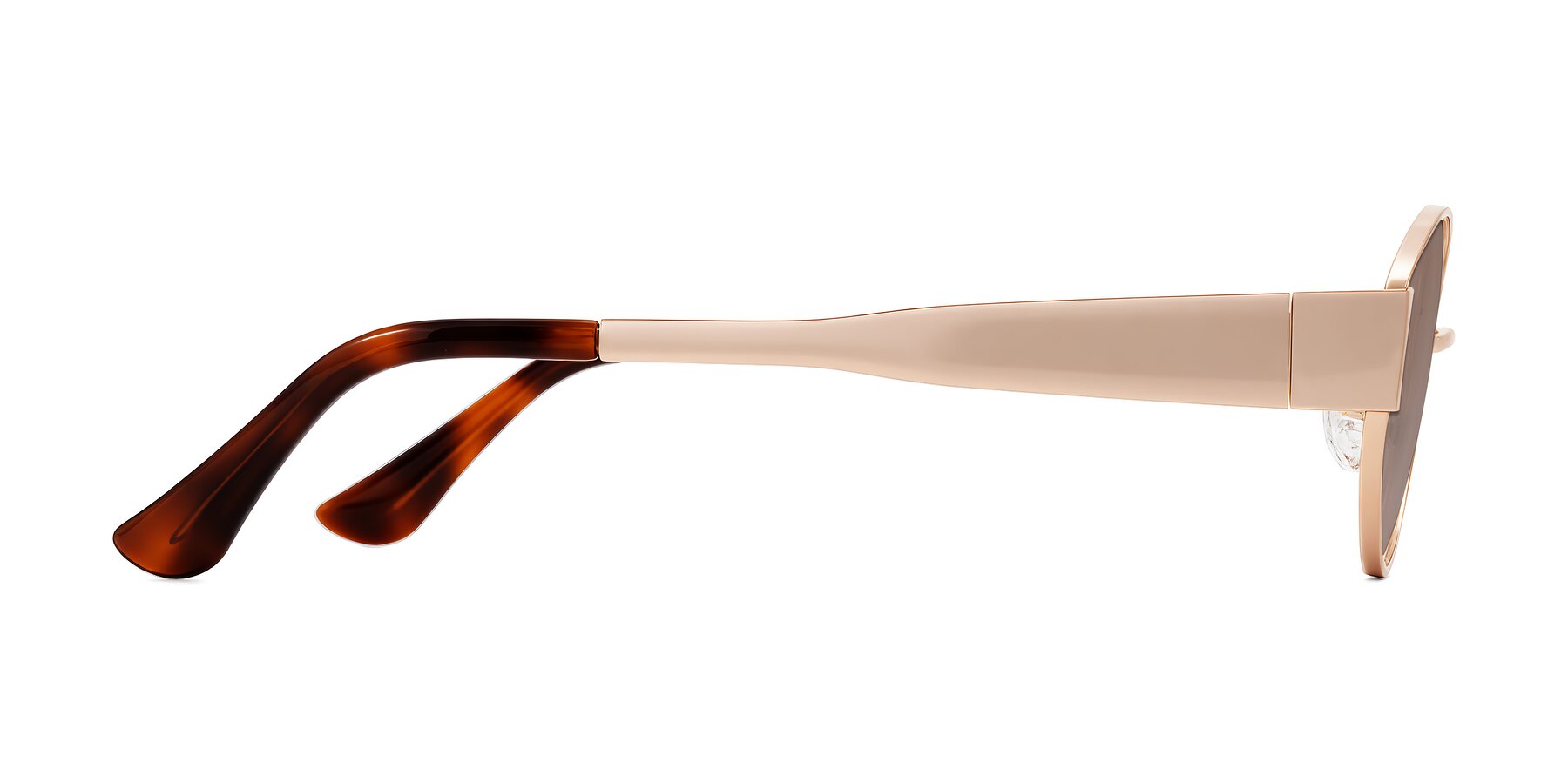 Side of Runoz in Rose Gold with Medium Brown Tinted Lenses