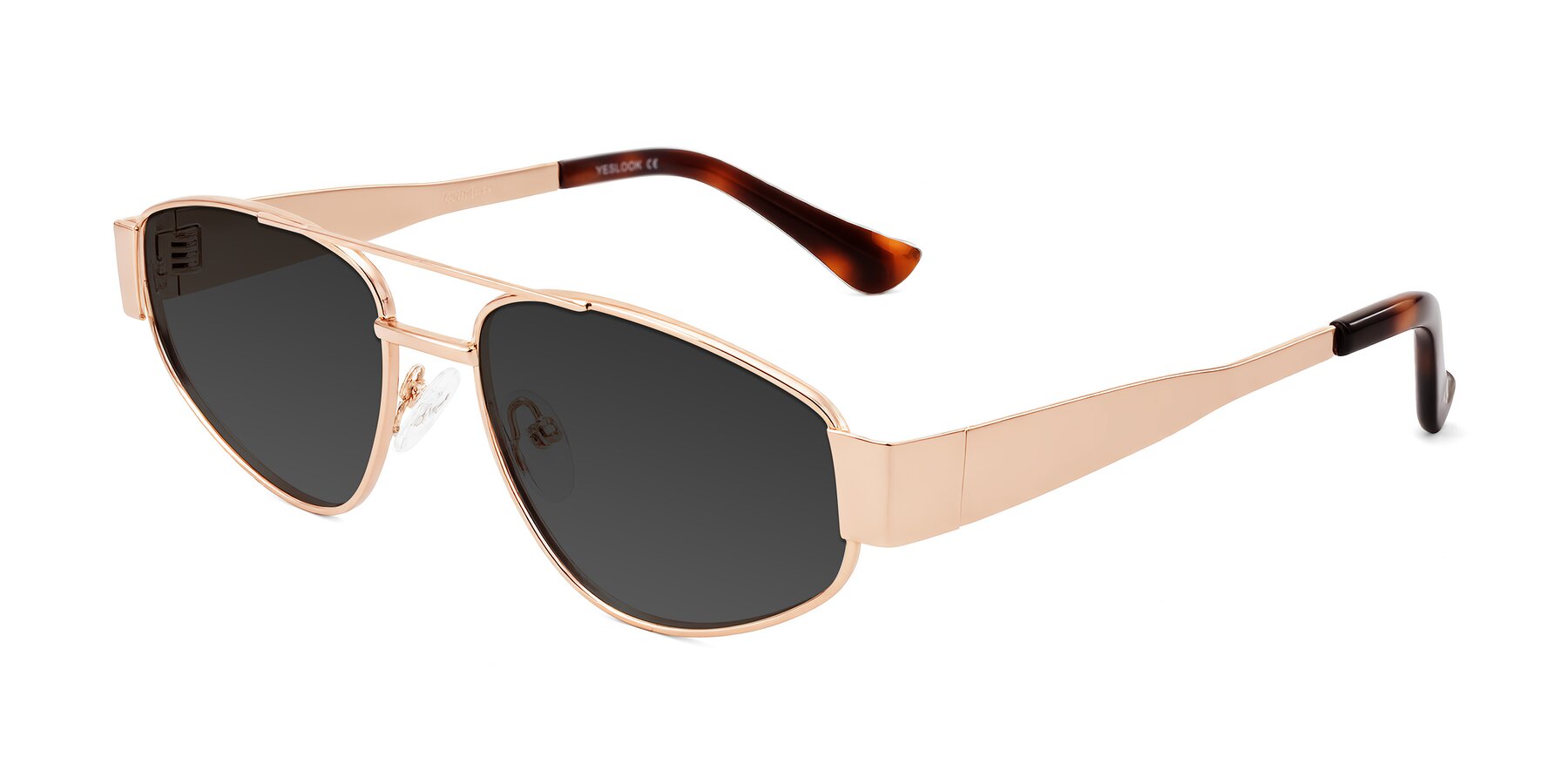 Angle of Runoz in Rose Gold with Gray Tinted Lenses
