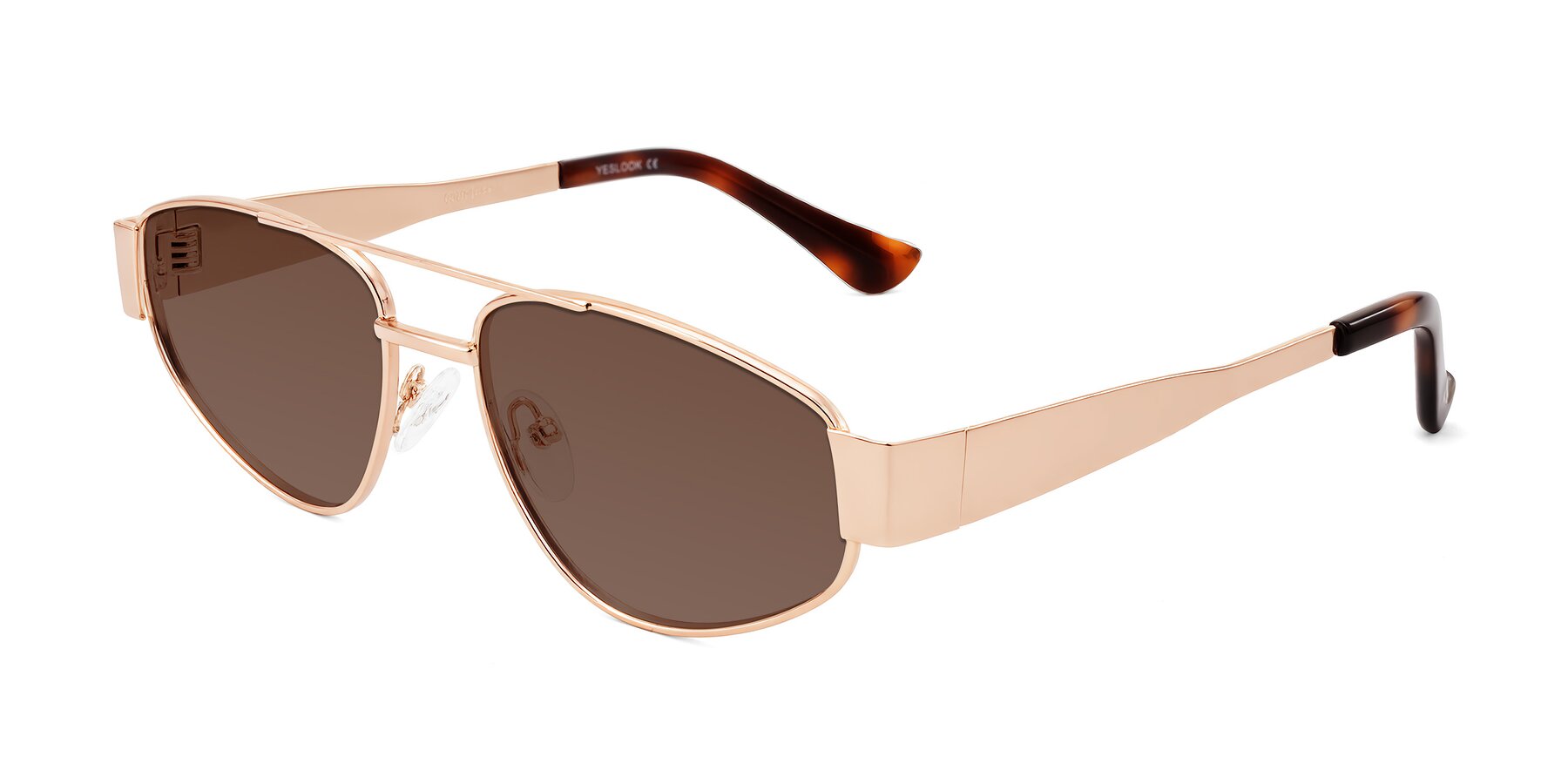 Angle of Runoz in Rose Gold with Brown Tinted Lenses