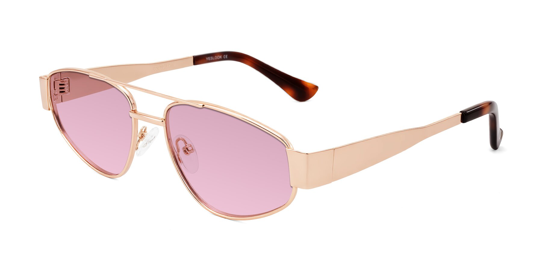 Angle of Runoz in Rose Gold with Light Wine Tinted Lenses