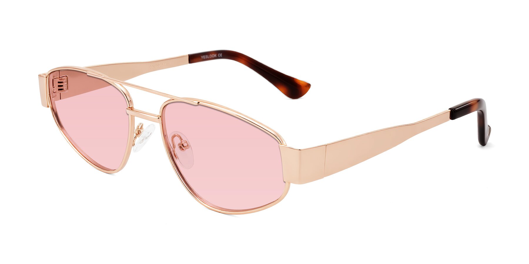 Angle of Runoz in Rose Gold with Light Garnet Tinted Lenses