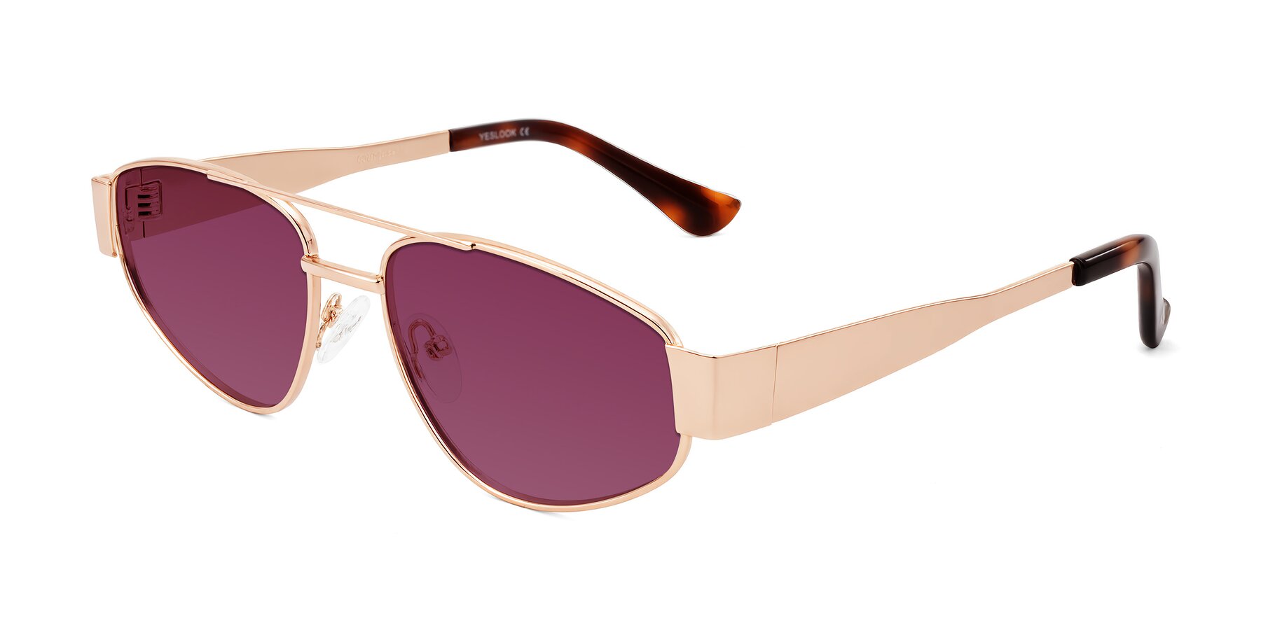 Angle of Runoz in Rose Gold with Wine Tinted Lenses