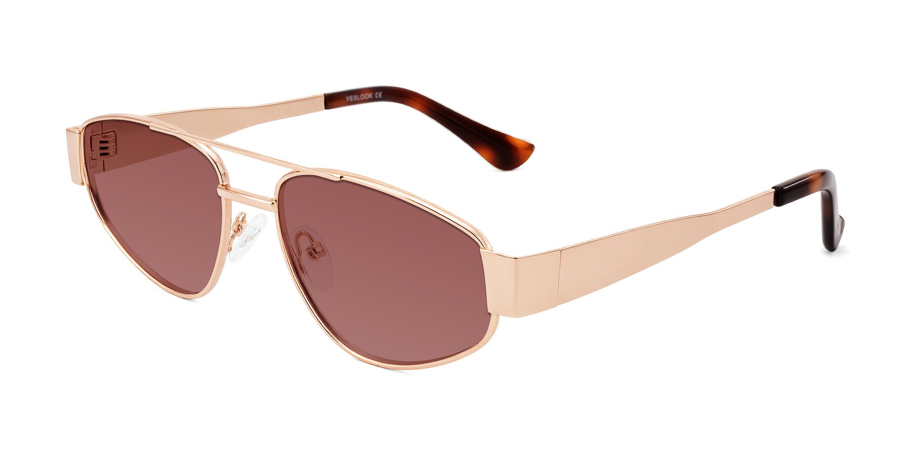 Angle of Runoz in Rose Gold with Garnet Tinted Lenses