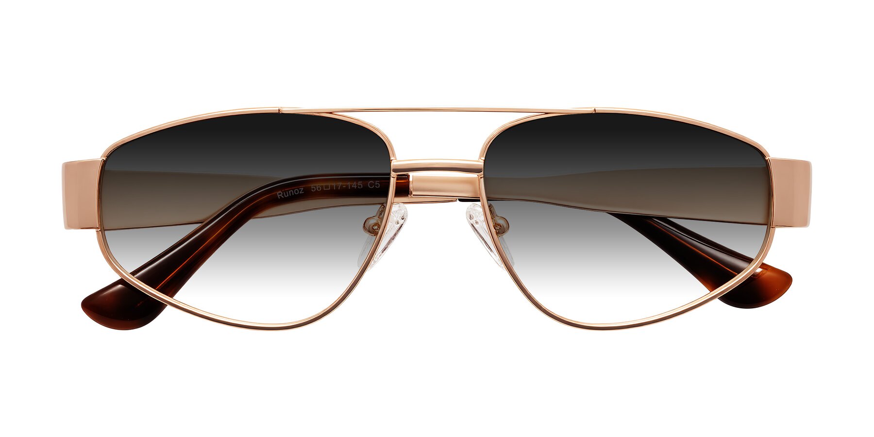 Folded Front of Runoz in Rose Gold with Gray Gradient Lenses