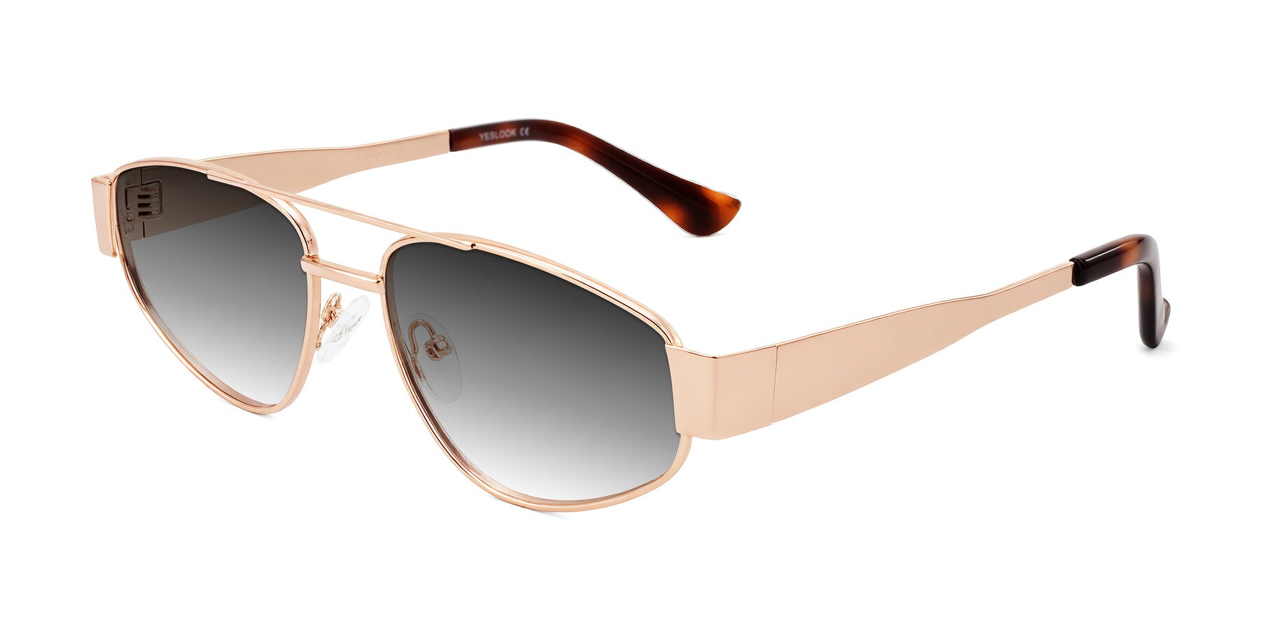 Angle of Runoz in Rose Gold with Gray Gradient Lenses
