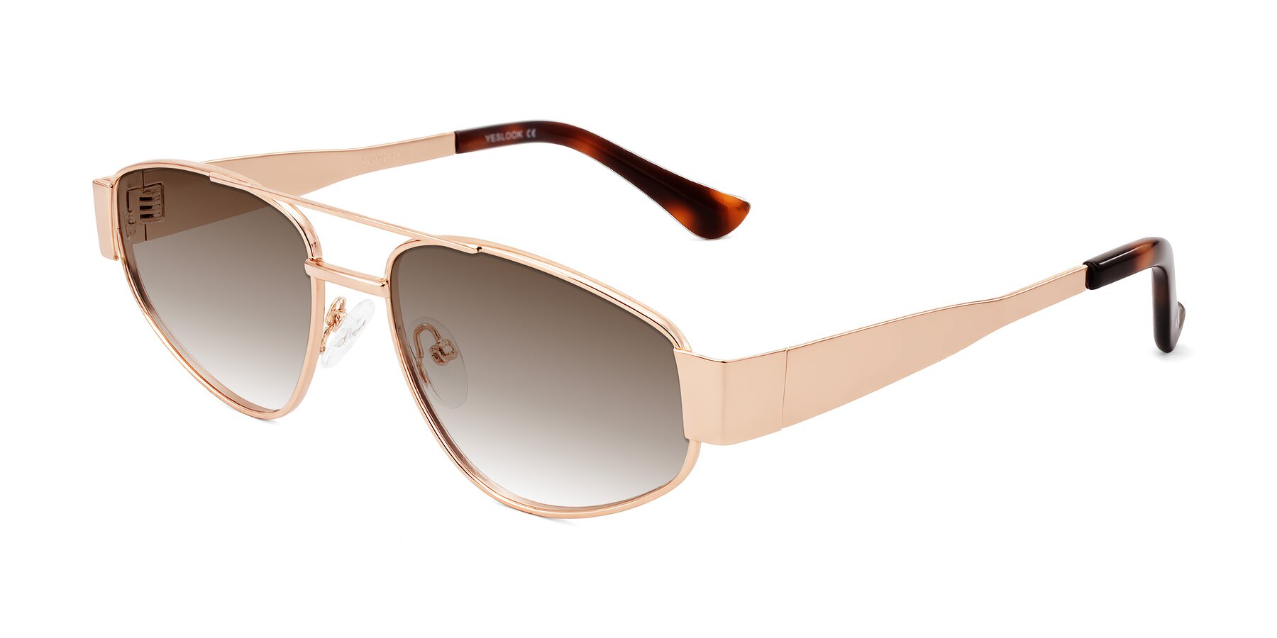 Angle of Runoz in Rose Gold with Brown Gradient Lenses