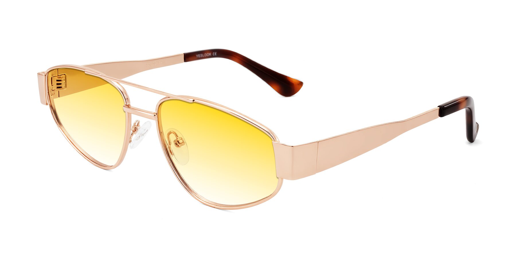 Angle of Runoz in Rose Gold with Yellow Gradient Lenses