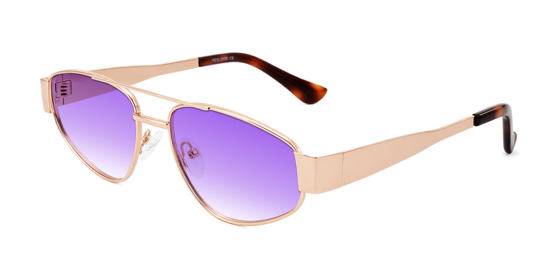Angle of Runoz in Rose Gold with Purple Gradient Lenses