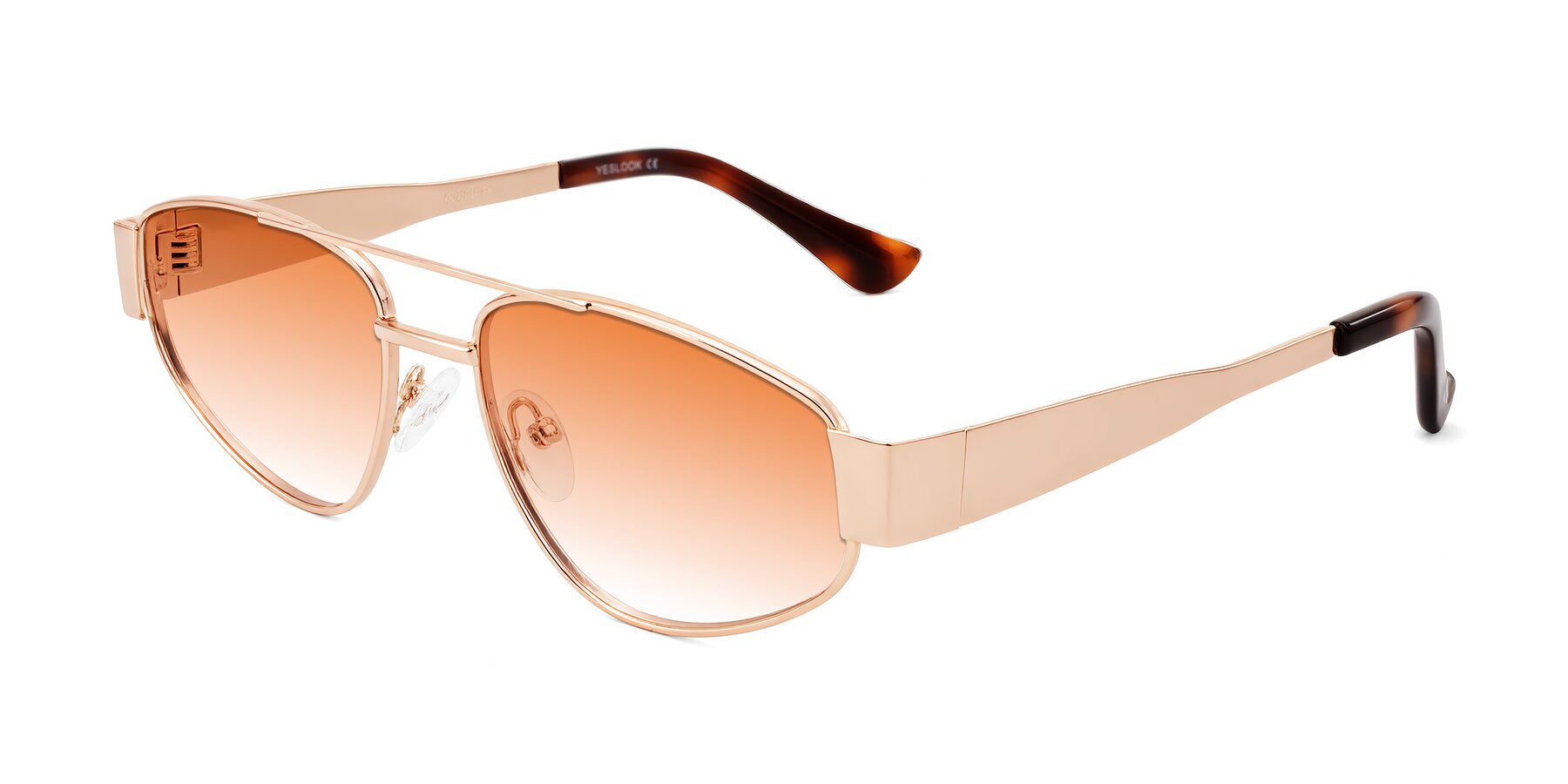 Angle of Runoz in Rose Gold with Orange Gradient Lenses
