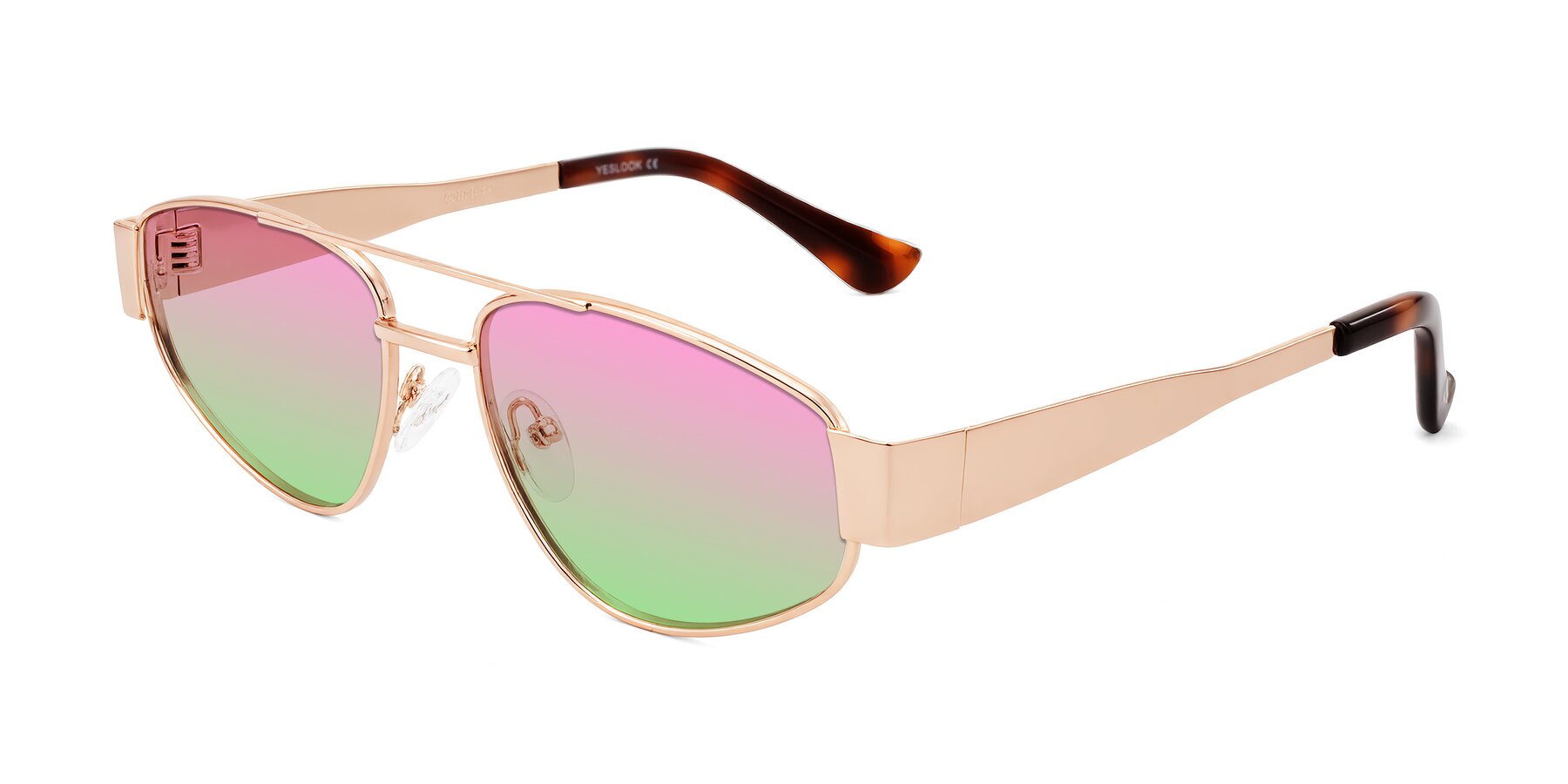 Angle of Runoz in Rose Gold with Pink / Green Gradient Lenses