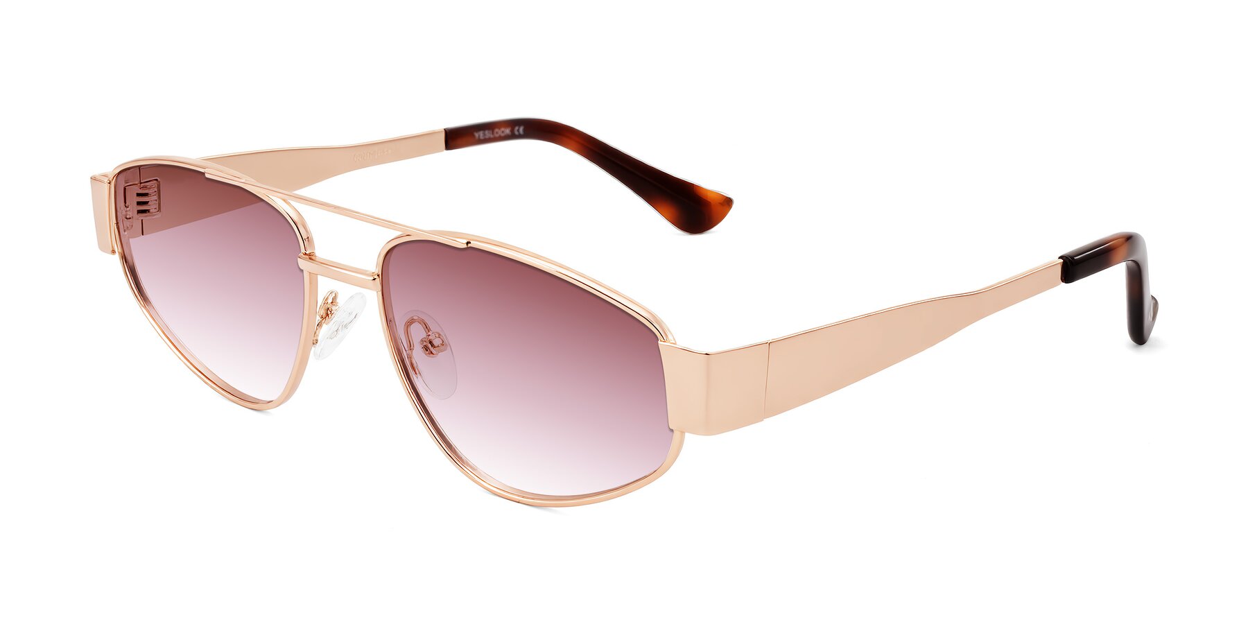 Angle of Runoz in Rose Gold with Garnet Gradient Lenses