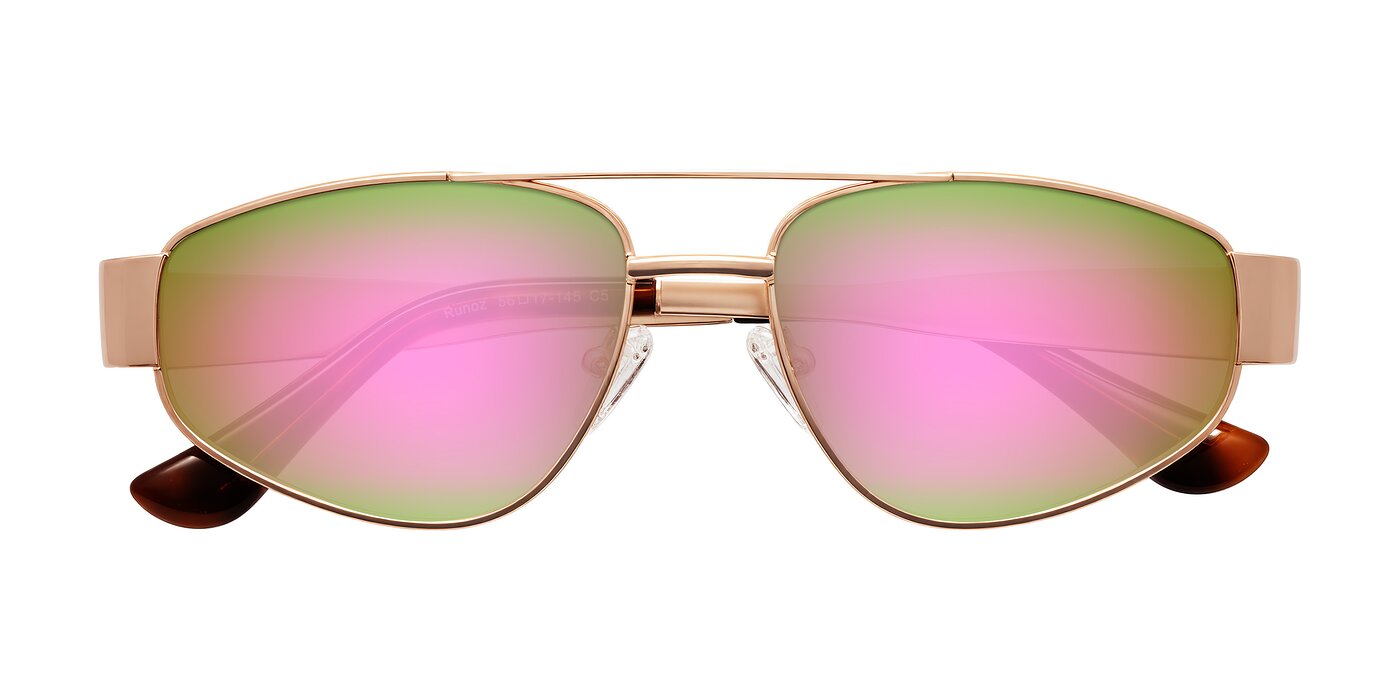 Runoz - Rose Gold Flash Mirrored Sunglasses