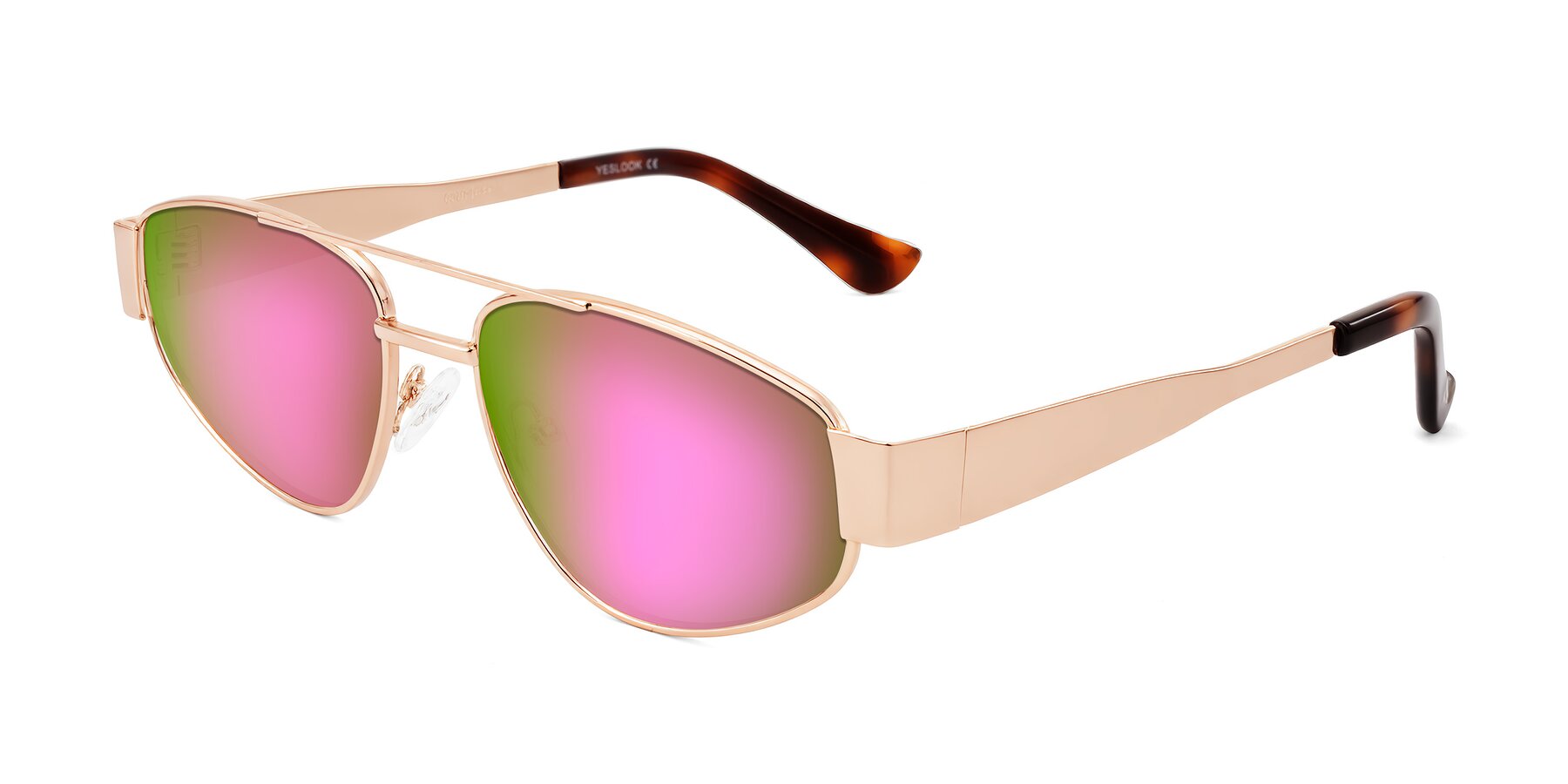 Angle of Runoz in Rose Gold with Pink Mirrored Lenses