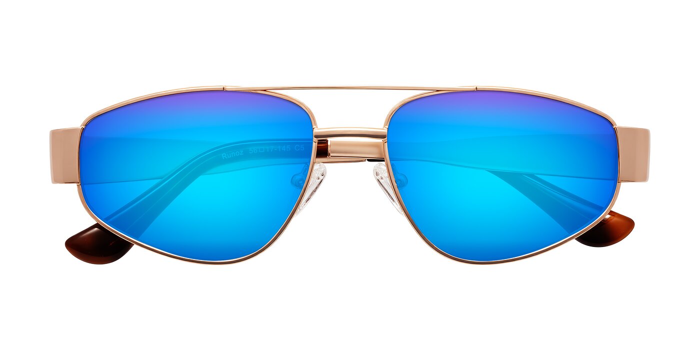 Runoz - Rose Gold Flash Mirrored Sunglasses
