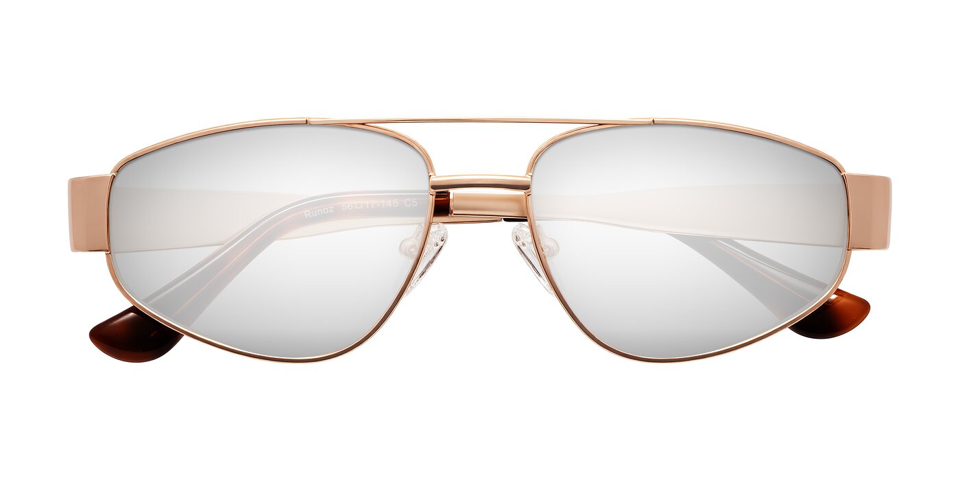 Runoz - Rose Gold Flash Mirrored Sunglasses