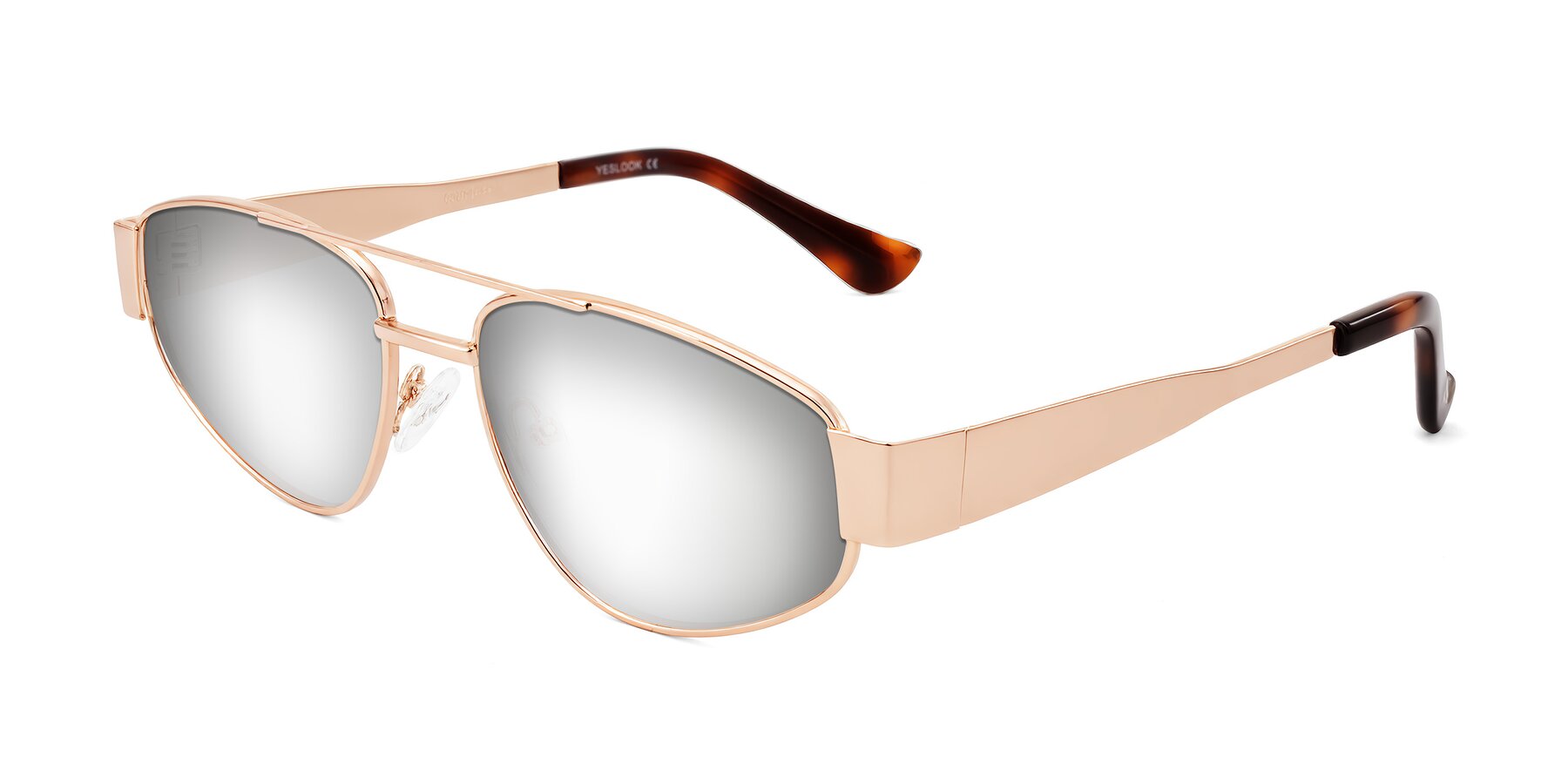Angle of Runoz in Rose Gold with Silver Mirrored Lenses