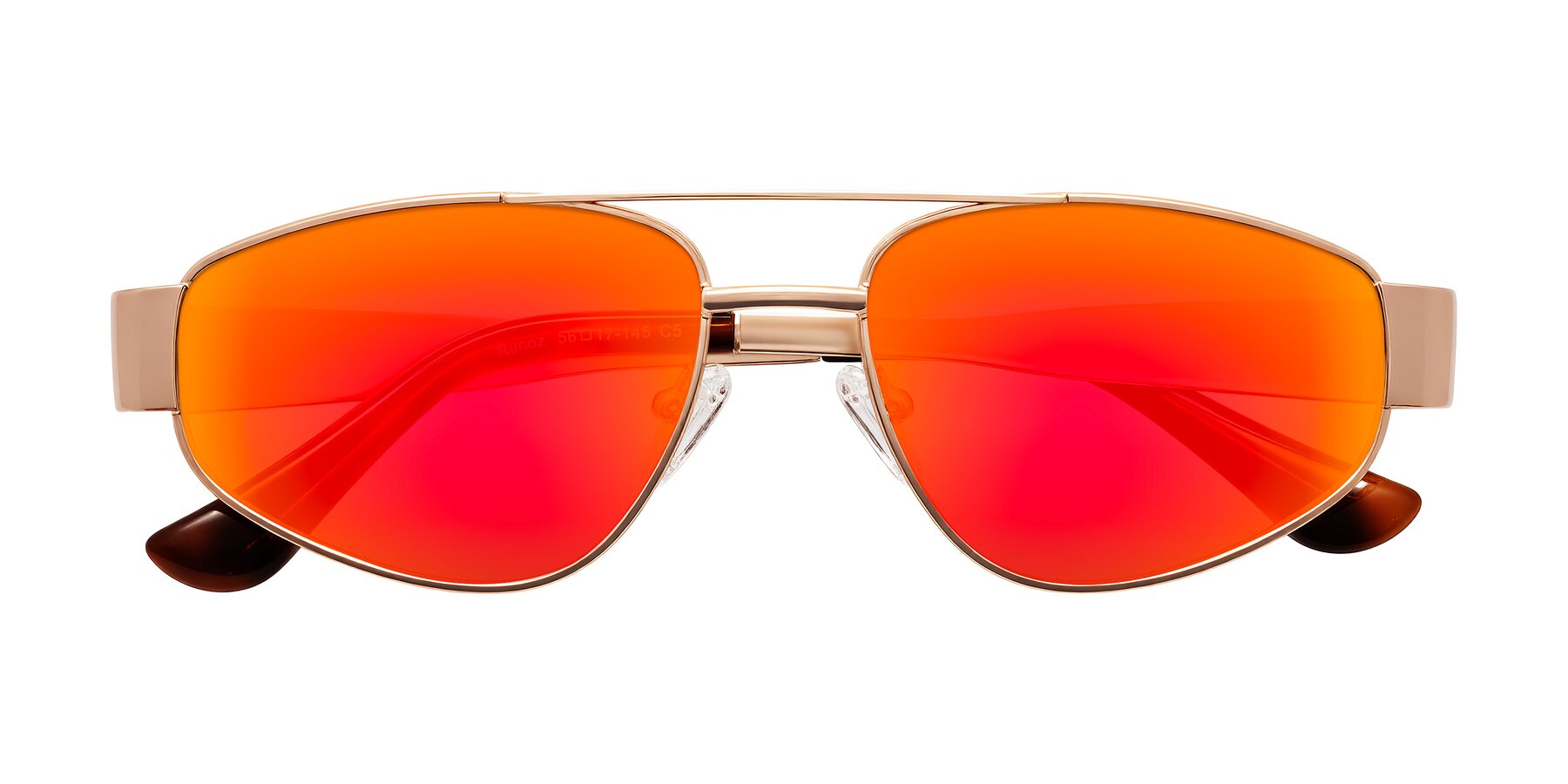 Folded Front of Runoz in Rose Gold with Red Gold Mirrored Lenses
