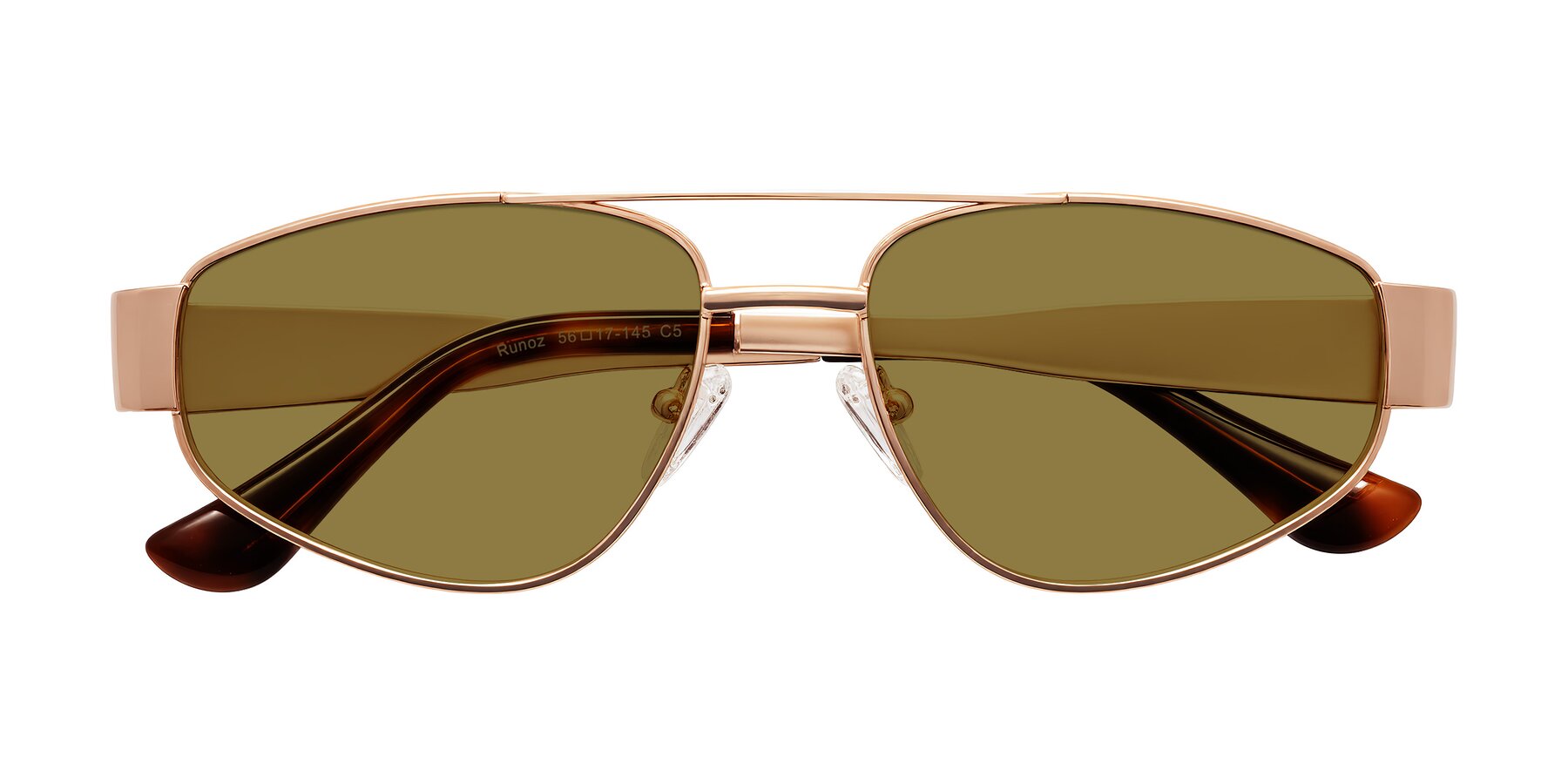 Folded Front of Runoz in Rose Gold with Brown Polarized Lenses