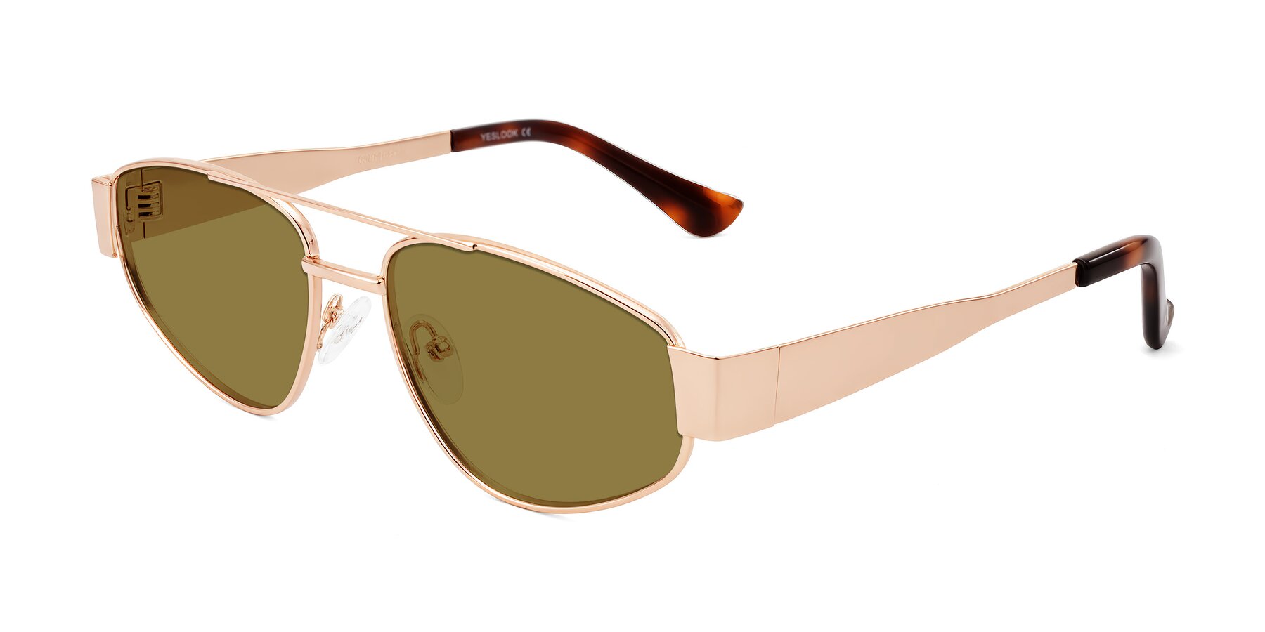 Angle of Runoz in Rose Gold with Brown Polarized Lenses