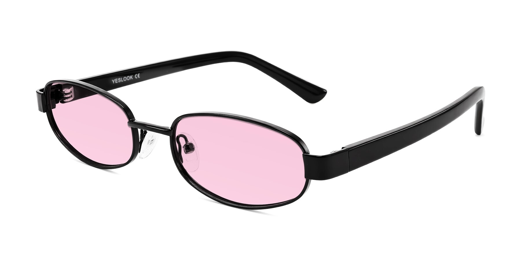 Angle of Selby in Black with Light Pink Tinted Lenses