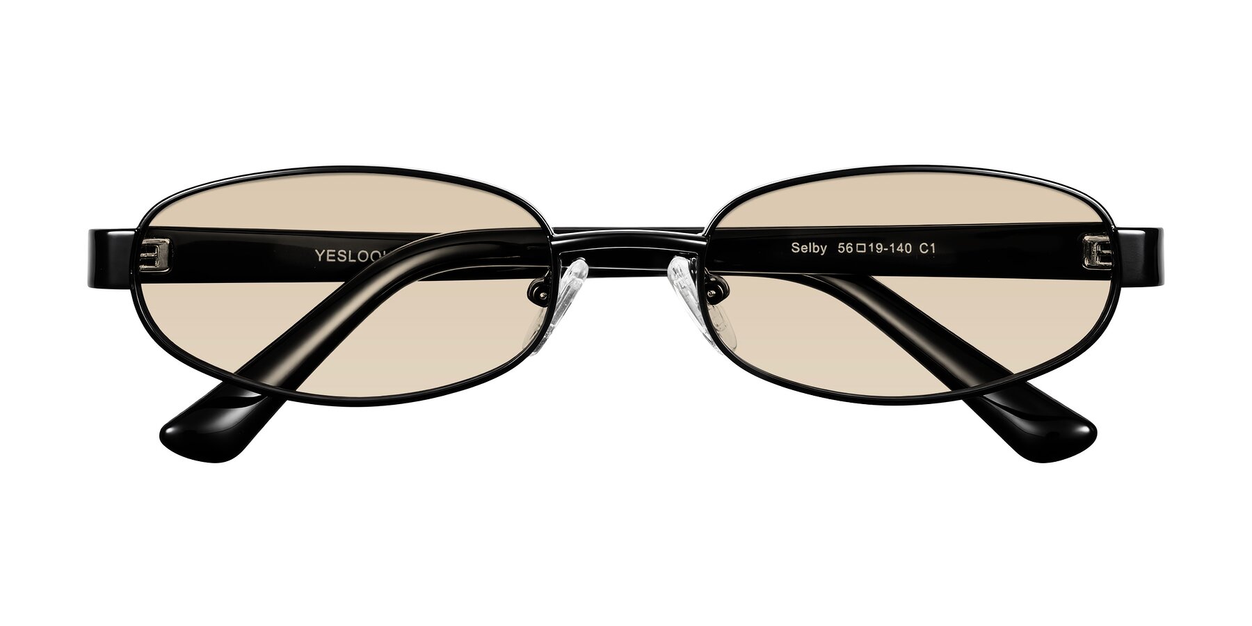 Folded Front of Selby in Black with Light Brown Tinted Lenses