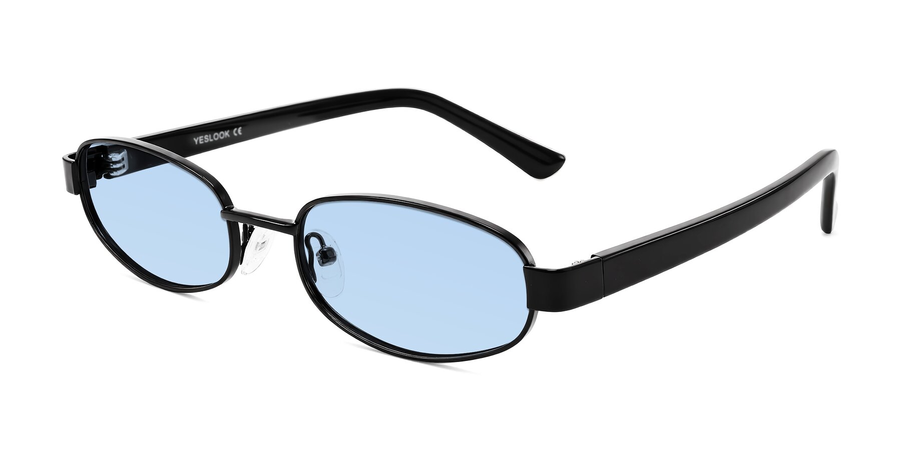 Angle of Selby in Black with Light Blue Tinted Lenses